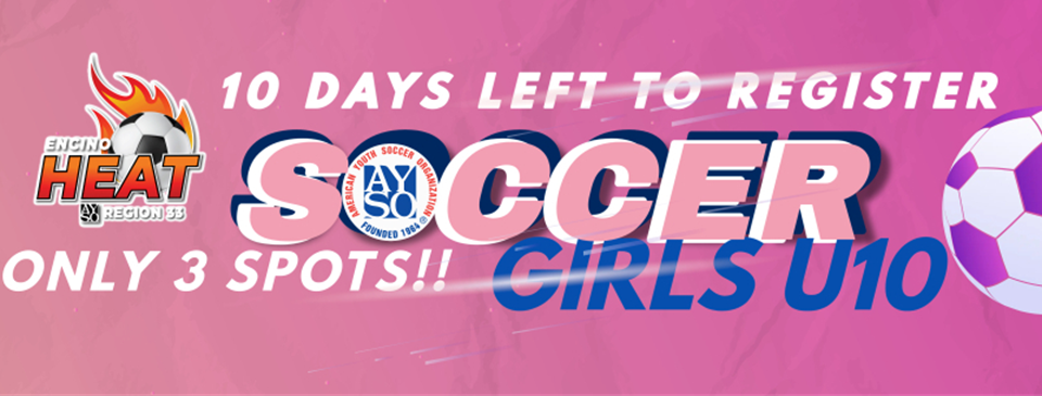 ONLY 3 SPOTS REMAIN OPEN FOR GIRLS UNDER 10. TEN DAYS TO SIGN UP. 